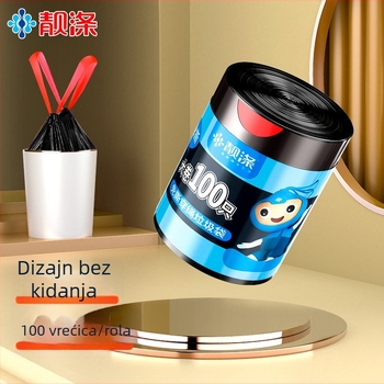 Crna vreća za otpad sa šnira za zatvaranje, debeli PE, prijenosna, velika za kućnu upotrebu