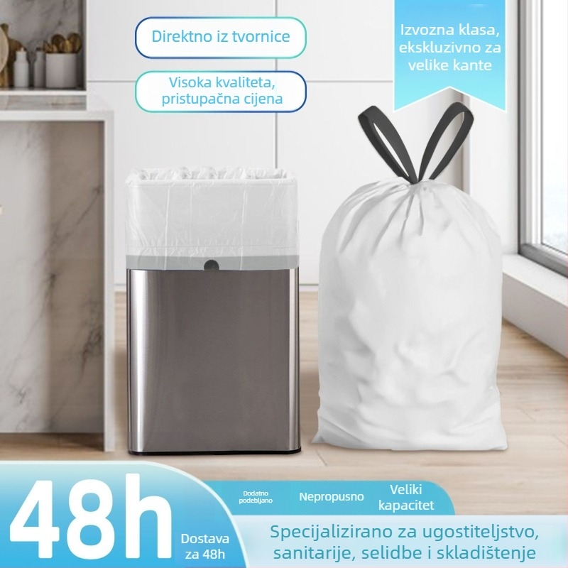 Ekstra debele vreće za smeće sa šnom, velike veličine, za kućanstvo, catering i hotele, prijenosno skladištenje