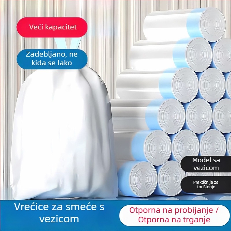 Ekstra velika debela vrećica za otpad s vezicom, za kućnu upotrebu, kuhinju i dom studenata, plastika