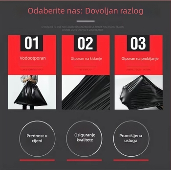 Crne debele ekstra velike vreće za smeće za kućnu i poslovnu upotrebu, jednokratne, za upravljanje nekretninama, sanitaciju, čišćenje, kuhinju, hotele i škole.