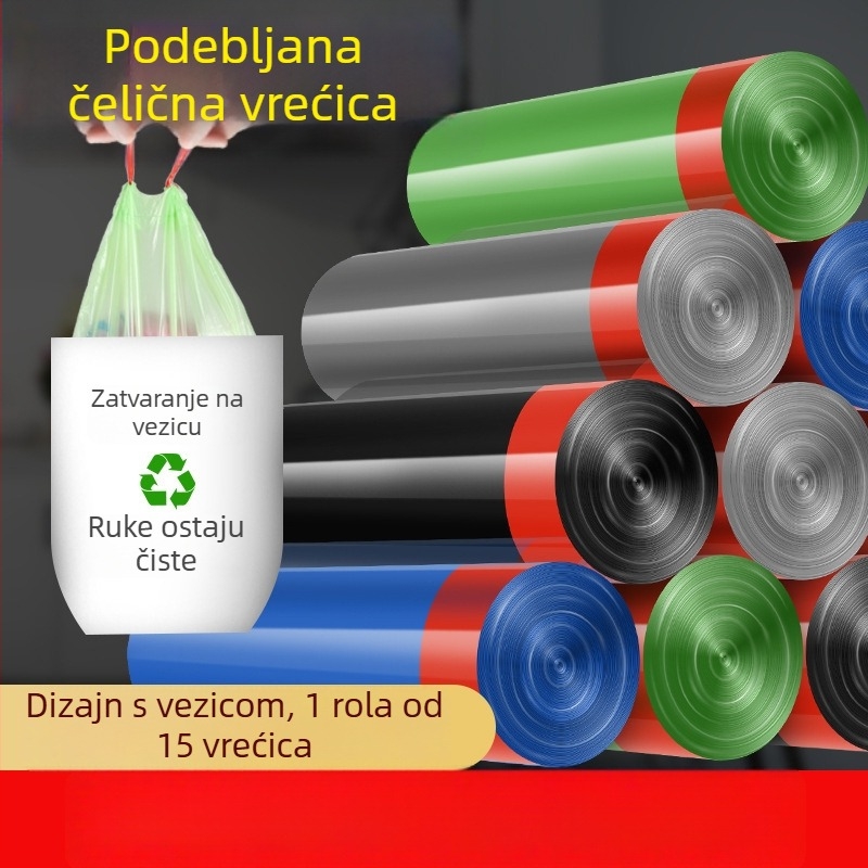 Smeće vreće sa šnalom, kućna upotreba, prijenosne i debele, povoljno pakiranje za kuhinjske kante, srednje i velike veličine