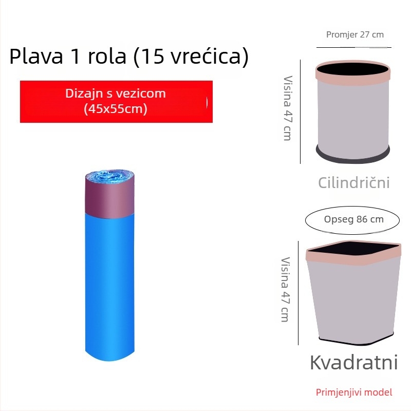 Smeće vreće sa šnalom, kućna upotreba, prijenosne i debele, povoljno pakiranje za kuhinjske kante, srednje i velike veličine