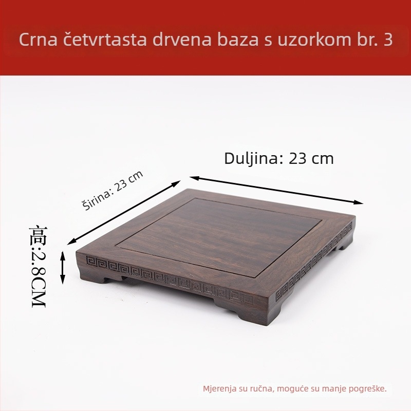 Pravokutna drvena podloga za izlaganje, namijenjena za tamjan, čajnik i bonsai, s postoljem za kipu Buda/Guanyin.