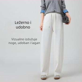 Han's Yiren ženske sportske hlače boje banane, visokim strukom, širokim krojem, casual, 2026
