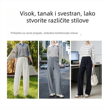 Han's Yiren ženske sportske hlače boje banane, visokim strukom, širokim krojem, casual, 2026