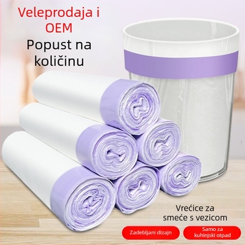 Velika debela jednokratna vrećica za otpad s vrpcom, u roli, HDPE, za dom, studentski dom, kuhinju, hotel