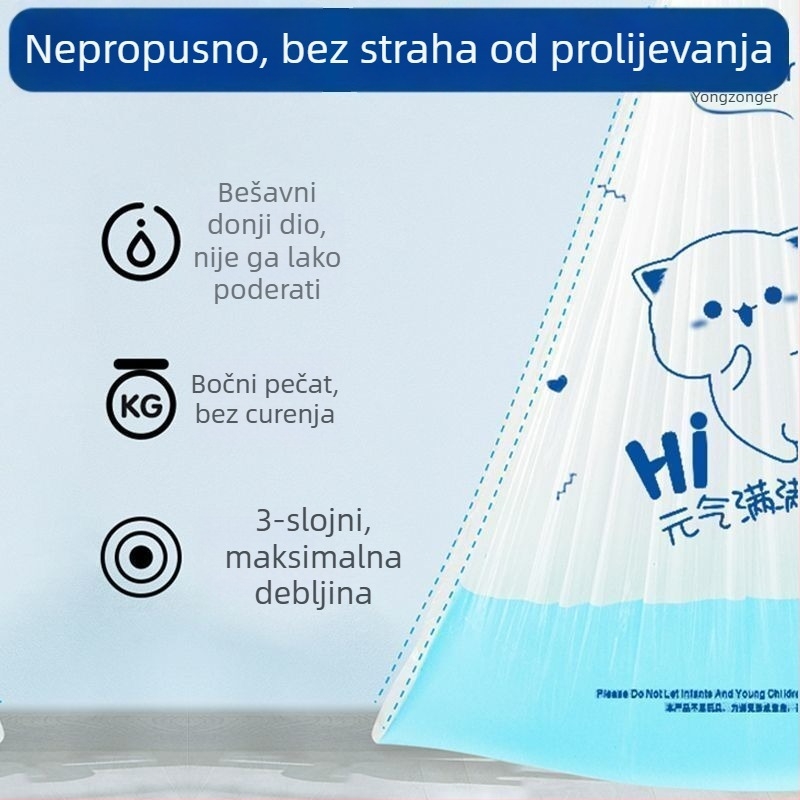 Kućna vrećica za smeće sa šnuralom i ručkom, debela, za kuhinju i ured, plastična vrećica MU