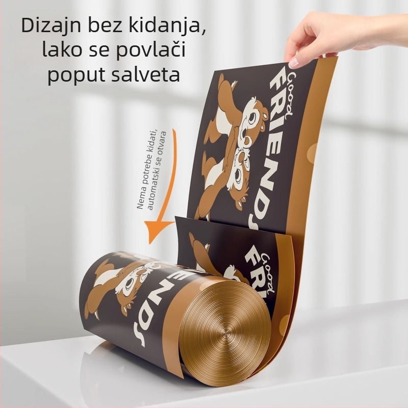 Velika rola vrećica za smeće za kućnu upotrebu, debela, otporna na kidanje, s kopčama za zatvaranje, ručni dizajn, ekstra velik kapacitet, kuhinjski otpad