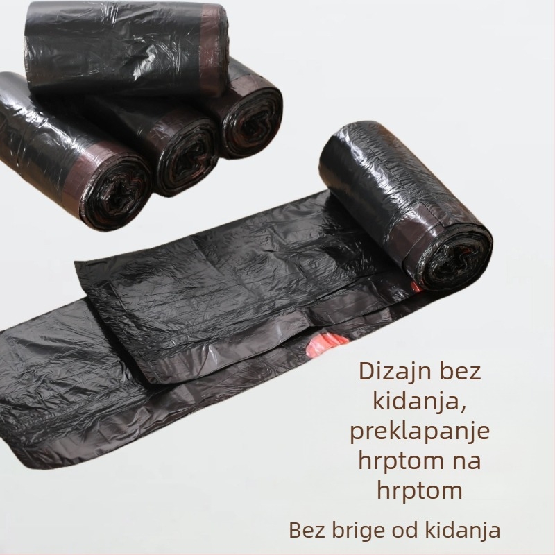 PE vreće za smeće s vrpcom, debeli, mirisni, neproziran crne, veliki rola, za kućnu upotrebu