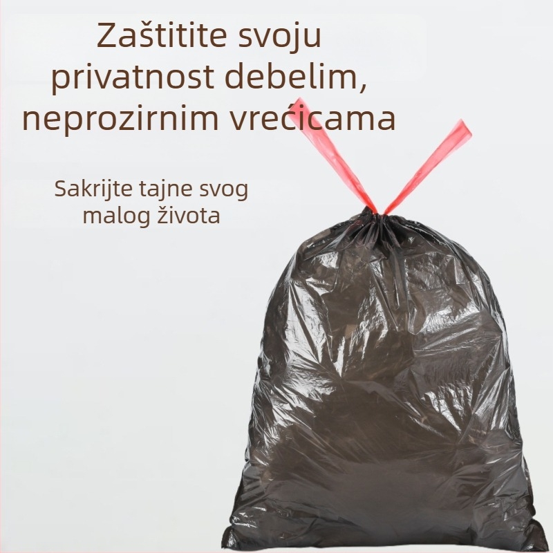 PE vreće za smeće s vrpcom, debeli, mirisni, neproziran crne, veliki rola, za kućnu upotrebu