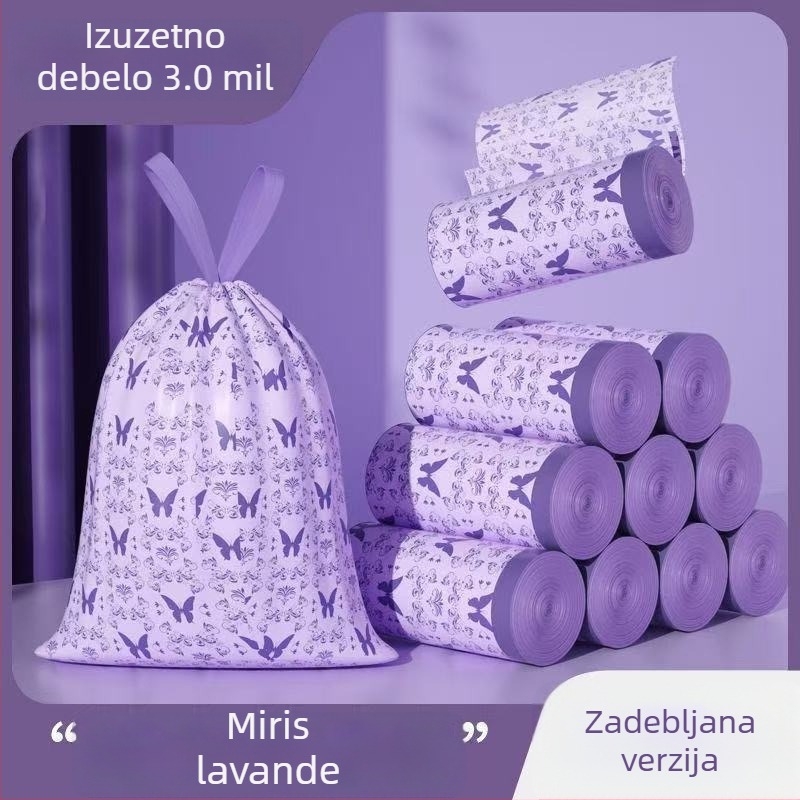 Velike vreće za otpad s mirisom lavande, s vezicama, debele i ekstra velike, prenosive s držačima za kućnu uporabu