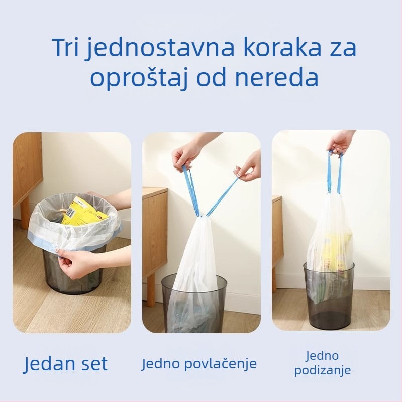 Debele vrećice za smeće s vezicama za zatvaranje, s ručkama, za kućnu upotrebu, kuhinju i dom za studente, velike crne plastične vrećice