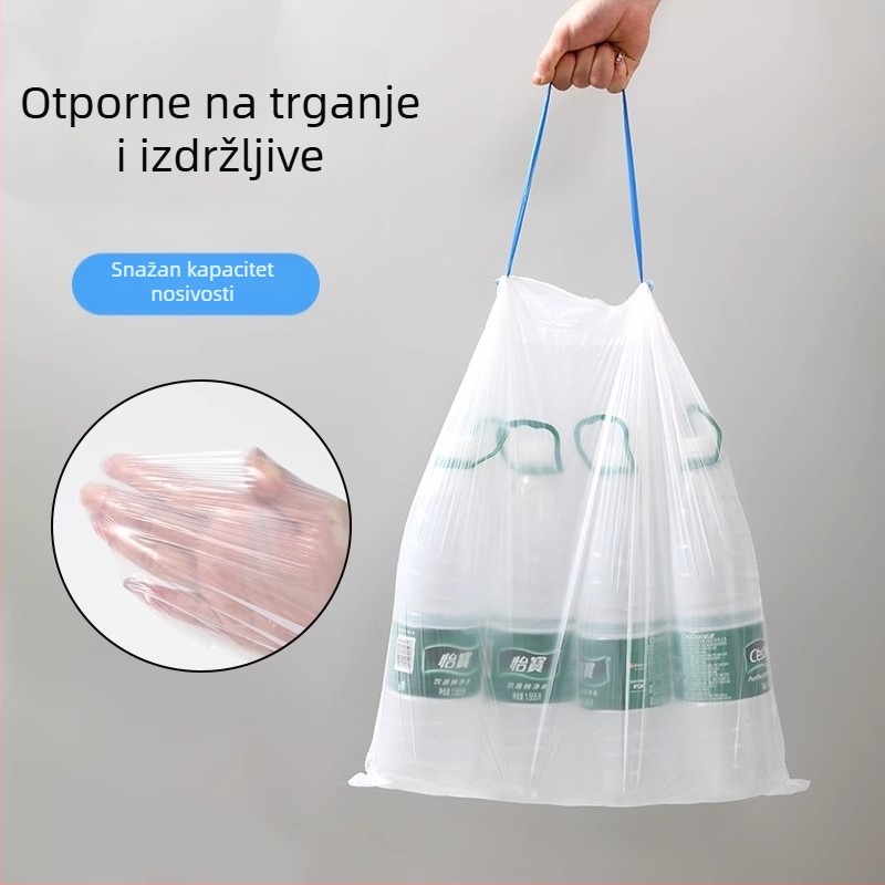 Debele vrećice za smeće s vezicama za zatvaranje, s ručkama, za kućnu upotrebu, kuhinju i dom za studente, velike crne plastične vrećice