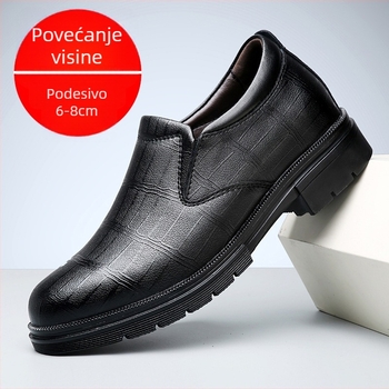 Muške kožne cipele s 8 cm skrivenim povećanjem, poslovni i ležerni stil, slip-on