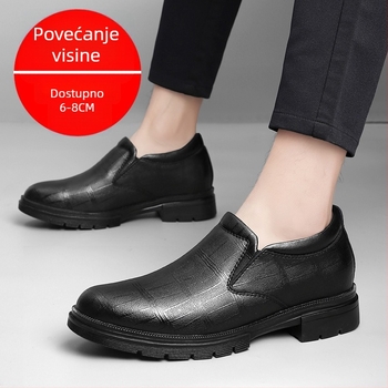 Muške kožne cipele s 8 cm skrivenim povećanjem, poslovni i ležerni stil, slip-on