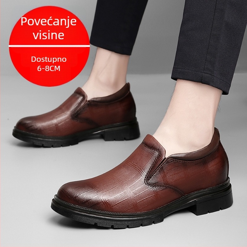 Muške kožne cipele s 8 cm skrivenim povećanjem, poslovni i ležerni stil, slip-on