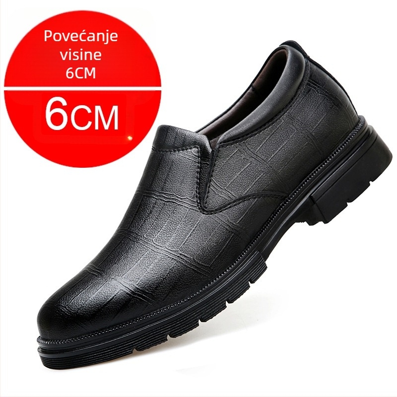 Muške kožne cipele s 8 cm skrivenim povećanjem, poslovni i ležerni stil, slip-on