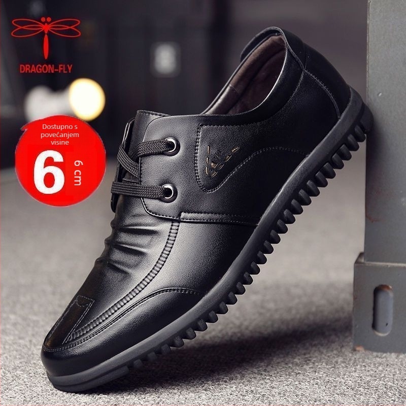 Muške cipele Dragonfly od prave kože, brogue stil, casual-poslovne, s umetkom za povećanje visine