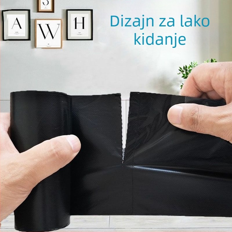 Domaće vreće za smeće, debeli, s ravnim otvorom, 50×60 cm, crne, velike, za ured, dom i hotel