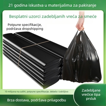 Crne velike jednokratne vrećice za kućne otpadke, kuhinjske, u stilu prsluka, debeli