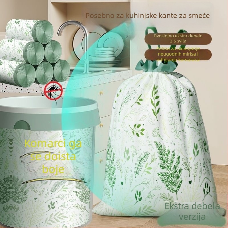 Velike vreće za smeće s automatskim zatvaranjem, debeli plastični, povoljno pakiranje, za kuhinju, dom, studente i kućnu uporabu, s šnuricom i prijenosnim dizajnom