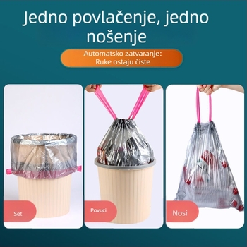 Velike čvrste vreće za smeće sa šnurlom, prenosne, automatsko zatvaranje, kuhinjska upotreba, nepropusni dizajn