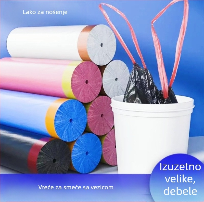 Velike čvrste vreće za smeće sa šnurlom, prenosne, automatsko zatvaranje, kuhinjska upotreba, nepropusni dizajn