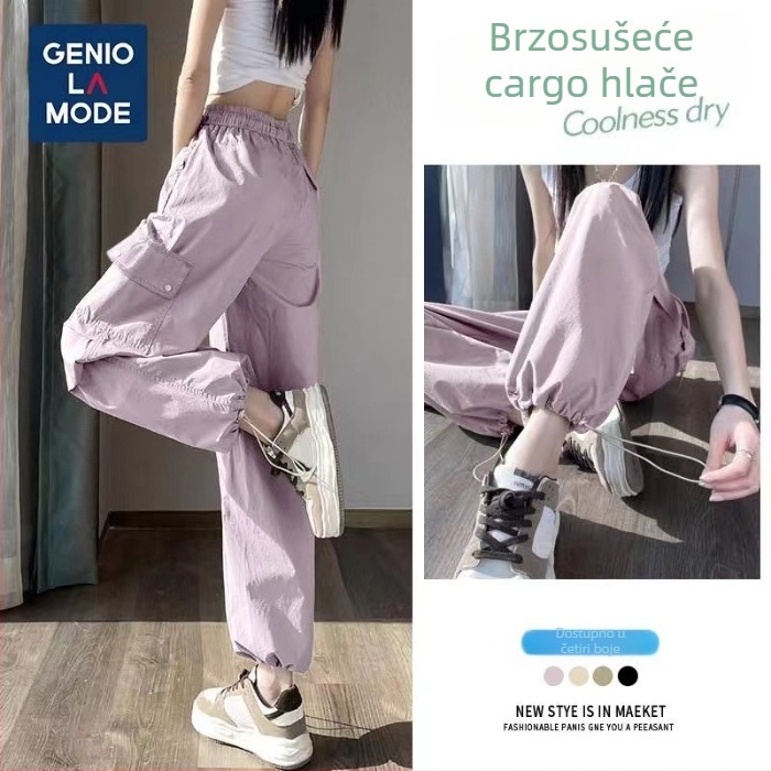 Ženske hlače plus veličina, visok post, brzo sušeće, za outdoor planinarenje, cargo jogger
