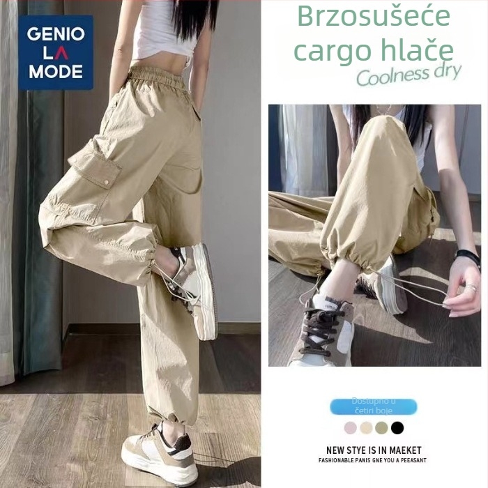 Ženske hlače plus veličina, visok post, brzo sušeće, za outdoor planinarenje, cargo jogger