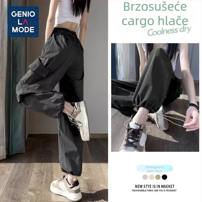 Ženske hlače plus veličina, visok post, brzo sušeće, za outdoor planinarenje, cargo jogger