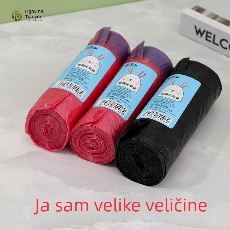 Crne jače vreće za smeće sa šnomom, ravnog otvora, velike veličine, za kućnu i uredsku upotrebu
