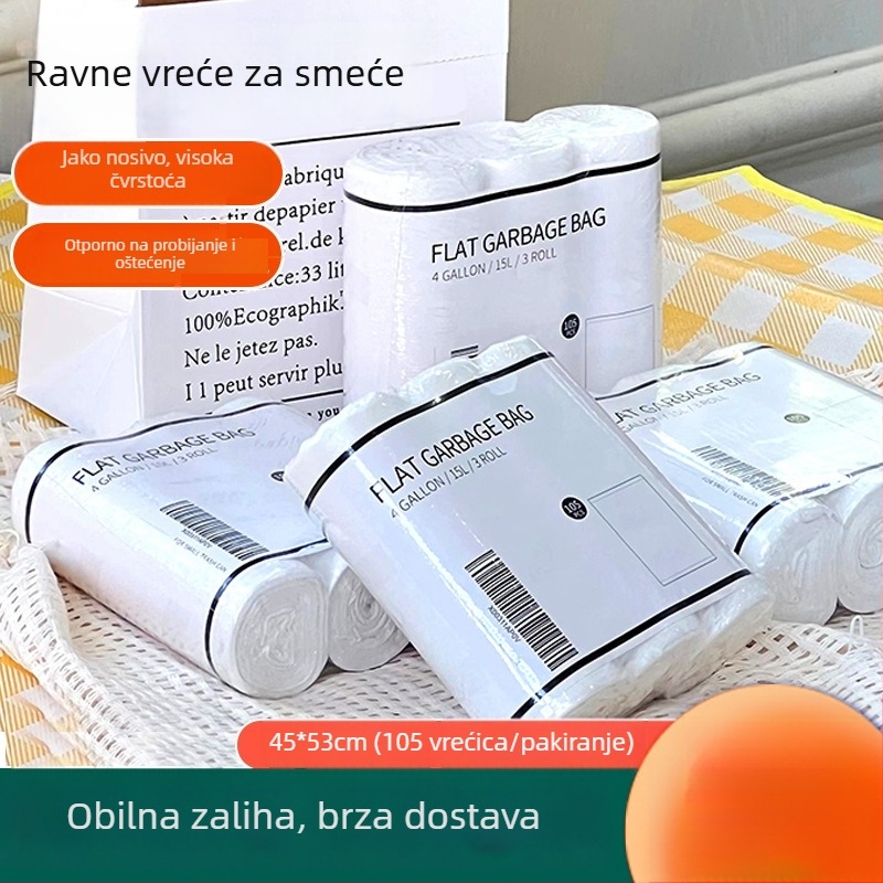 Bijele debeće vreće za otpad s ravnim otvorom, za hotele i kuće za goste, jednokratne, velike veličine