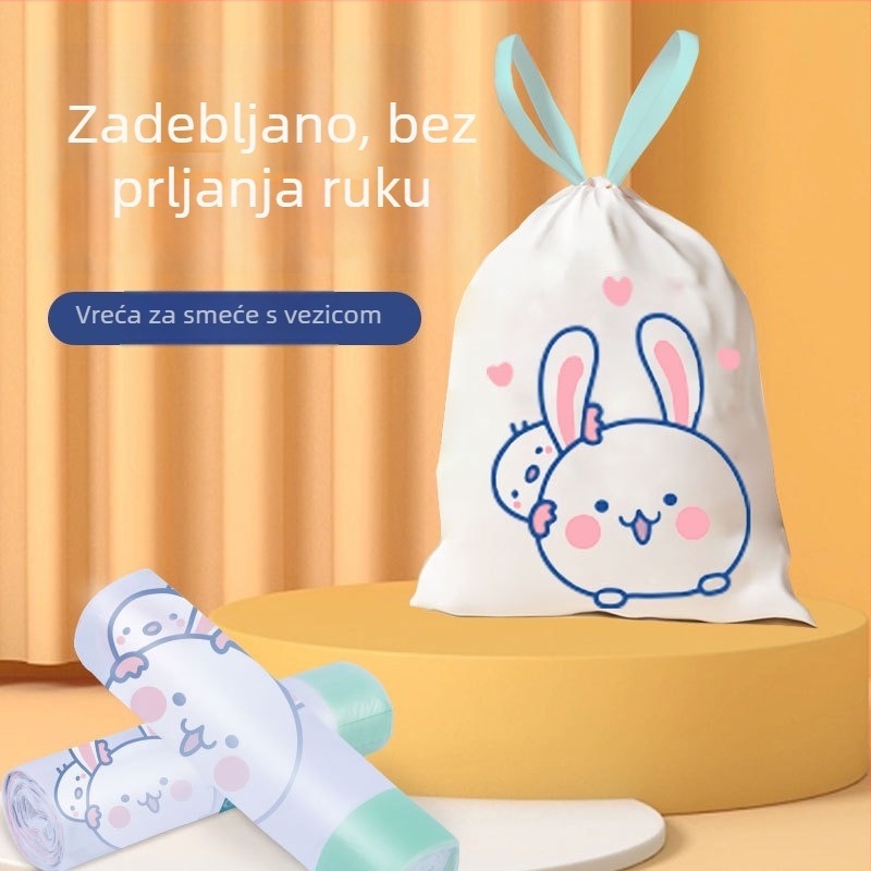 Velike vreće za smeće s vrpcom, debele, za kućanstvo i kuhinju, s otiskom uzorka, samouzatvarajuće plastične vreće – povoljno pakiranje