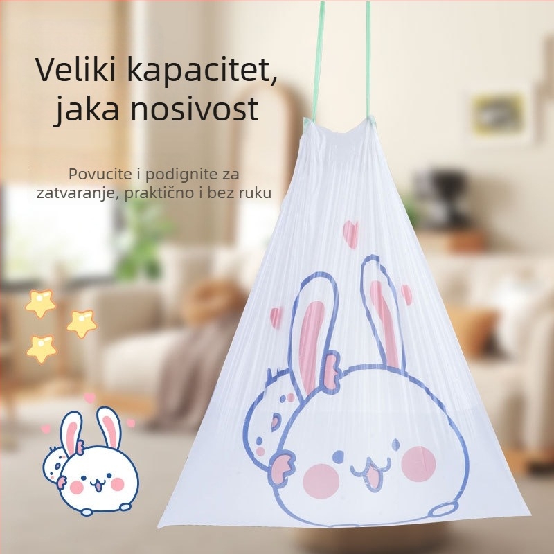 Velike vreće za smeće s vrpcom, debele, za kućanstvo i kuhinju, s otiskom uzorka, samouzatvarajuće plastične vreće – povoljno pakiranje