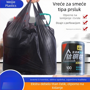 Vreće za smeće u stilu prsluka, jednokratne, guste crne, za kućanstvo i kuhinju