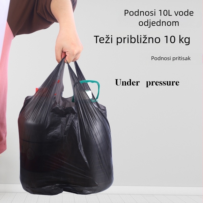 Vreće za smeće u stilu prsluka, jednokratne, guste crne, za kućanstvo i kuhinju