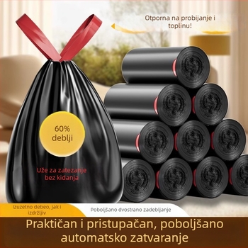 Vrećice za smeće sa šnuralom, bez kidanja, za kućanstvo, velike, debele, s ručkama, za kuhinju, dnevni boravak i ured, plastične vreće