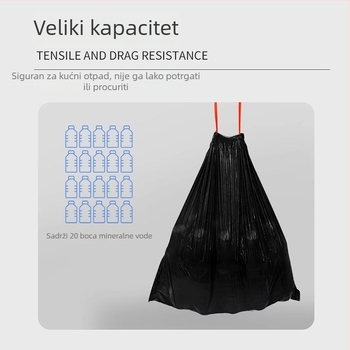 Vrećice za smeće sa šnuralom, bez kidanja, za kućanstvo, velike, debele, s ručkama, za kuhinju, dnevni boravak i ured, plastične vreće