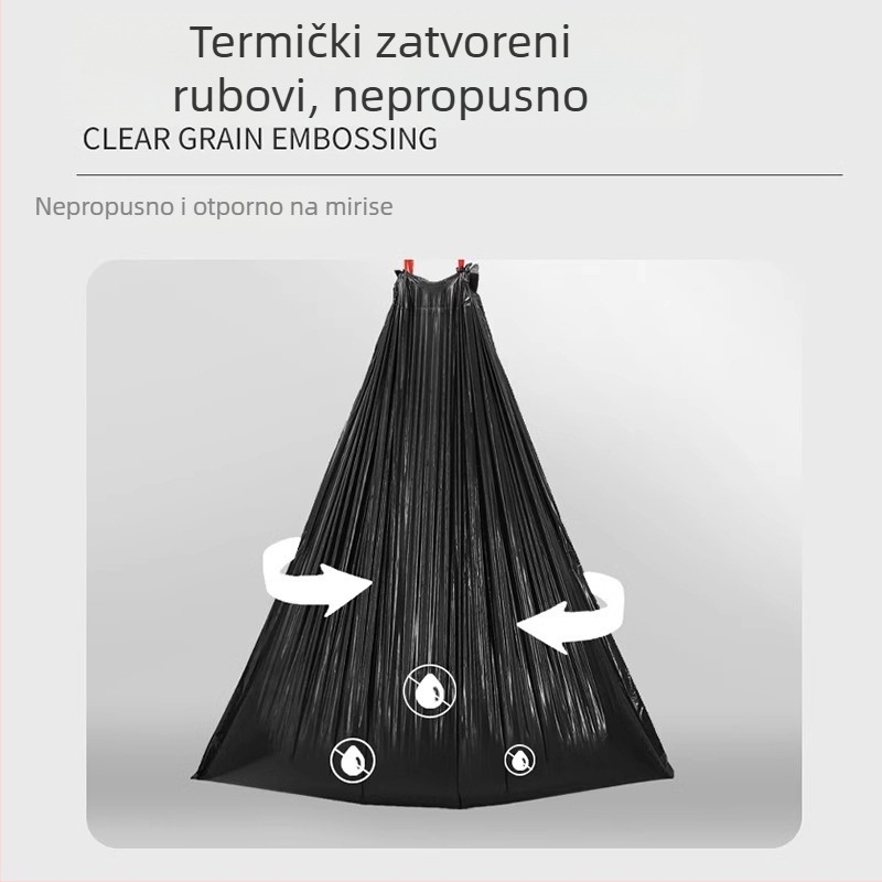Vrećice za smeće sa šnuralom, bez kidanja, za kućanstvo, velike, debele, s ručkama, za kuhinju, dnevni boravak i ured, plastične vreće