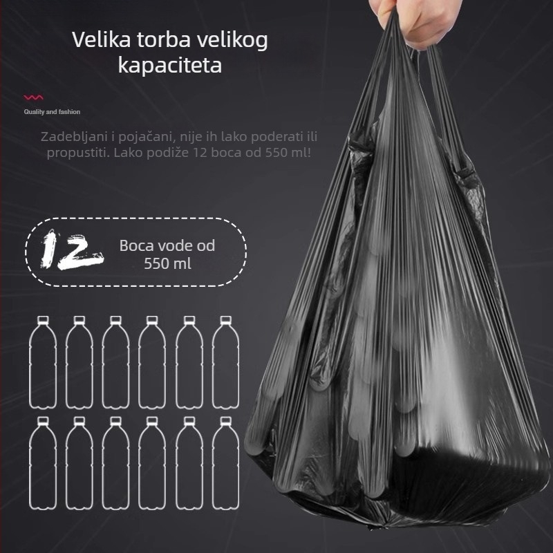 Crne vrećice za kućni otpad, plastične vrećice za kuhinju, jednokratne, PE materijal