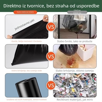 Vrećice za smeće sa vezicom, ojačane, velike kuhinjske vrećice i srednje veličine za ured i kuhinju, otporne na kidanje
