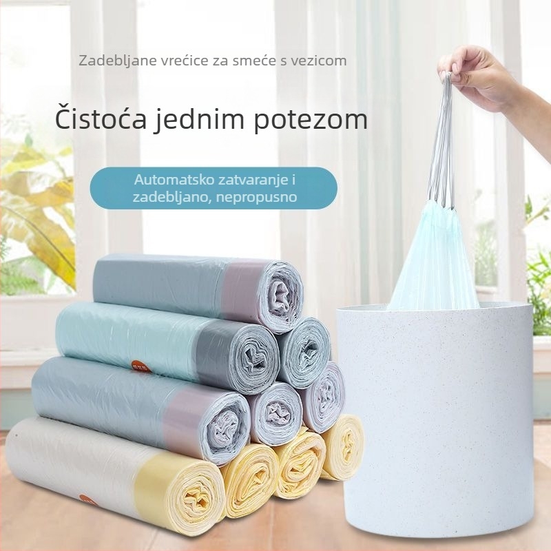 Izuzetno debela vrećica za otpad sa vezicom, kućna uporaba, automatsko zatvaranje, kuhinjska plastična vrećica