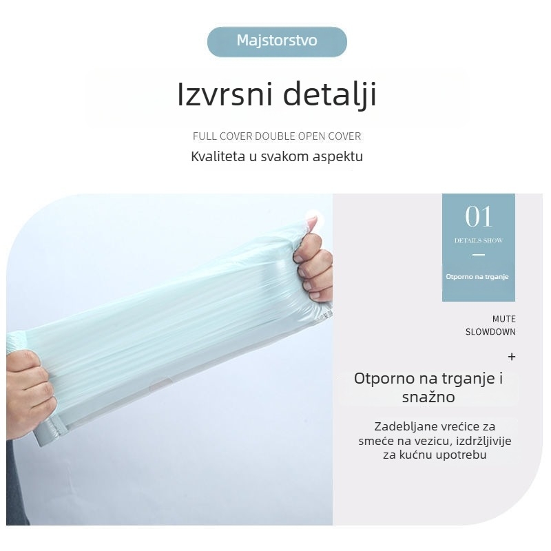 Izuzetno debela vrećica za otpad sa vezicom, kućna uporaba, automatsko zatvaranje, kuhinjska plastična vrećica
