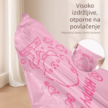 Iceberry ružičaste vreće za smeće s vrpcom, s motivom sretnog psa, ekstra debele, velike, za kućnu upotrebu, dom i kuhinju