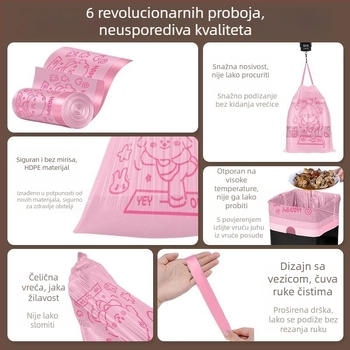 Iceberry ružičaste vreće za smeće s vrpcom, s motivom sretnog psa, ekstra debele, velike, za kućnu upotrebu, dom i kuhinju