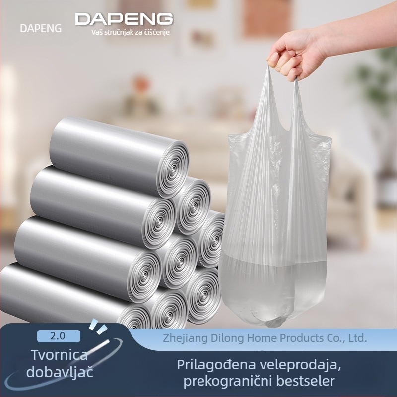 Debele kućne vreće za otpad u stilu veste, s vezom, velike srebrno-sive kuhinjske vreće