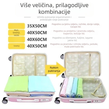 Ručno kotrlana vakuumska vrećica za kućnu upotrebu, bez potrebe izvlačenja zraka, za skladištenje odjeće i jakni s punilom, vodootporna vakuumska vreća za putovanja.