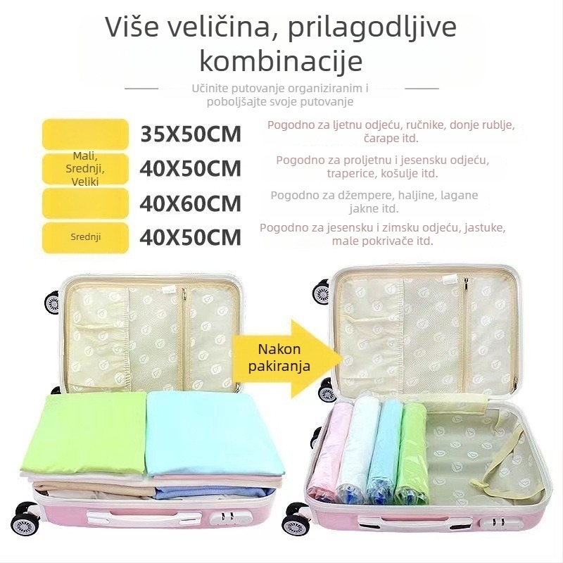 Ručno kotrlana vakuumska vrećica za kućnu upotrebu, bez potrebe izvlačenja zraka, za skladištenje odjeće i jakni s punilom, vodootporna vakuumska vreća za putovanja.