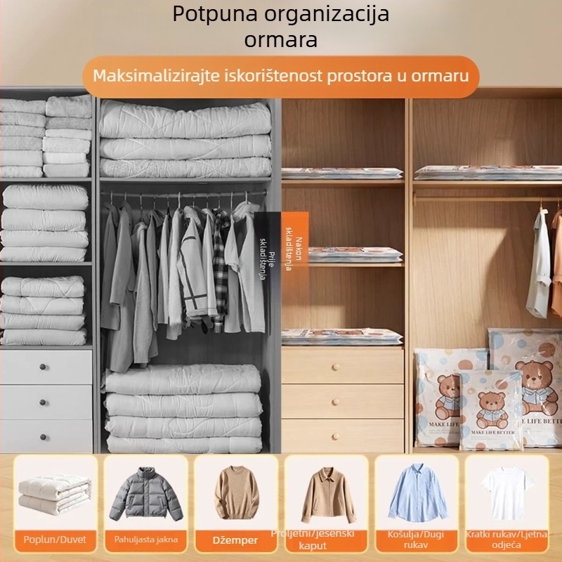 Unaprijeđene vakuumske kompresijske vreće za odjeću, deke i kapute s perjem; debele i povećane dimenzije