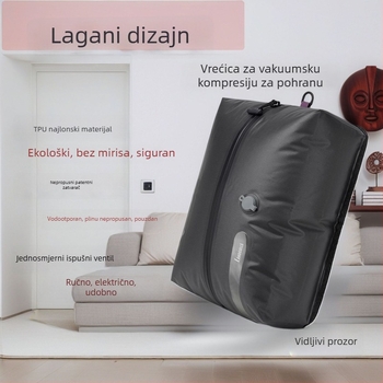 Vakuumska kompresijska vreća za putovanja i prtljagu, dvodjelna za odjeću i obuću, zapečaćena, otporna na vlagu i vodu